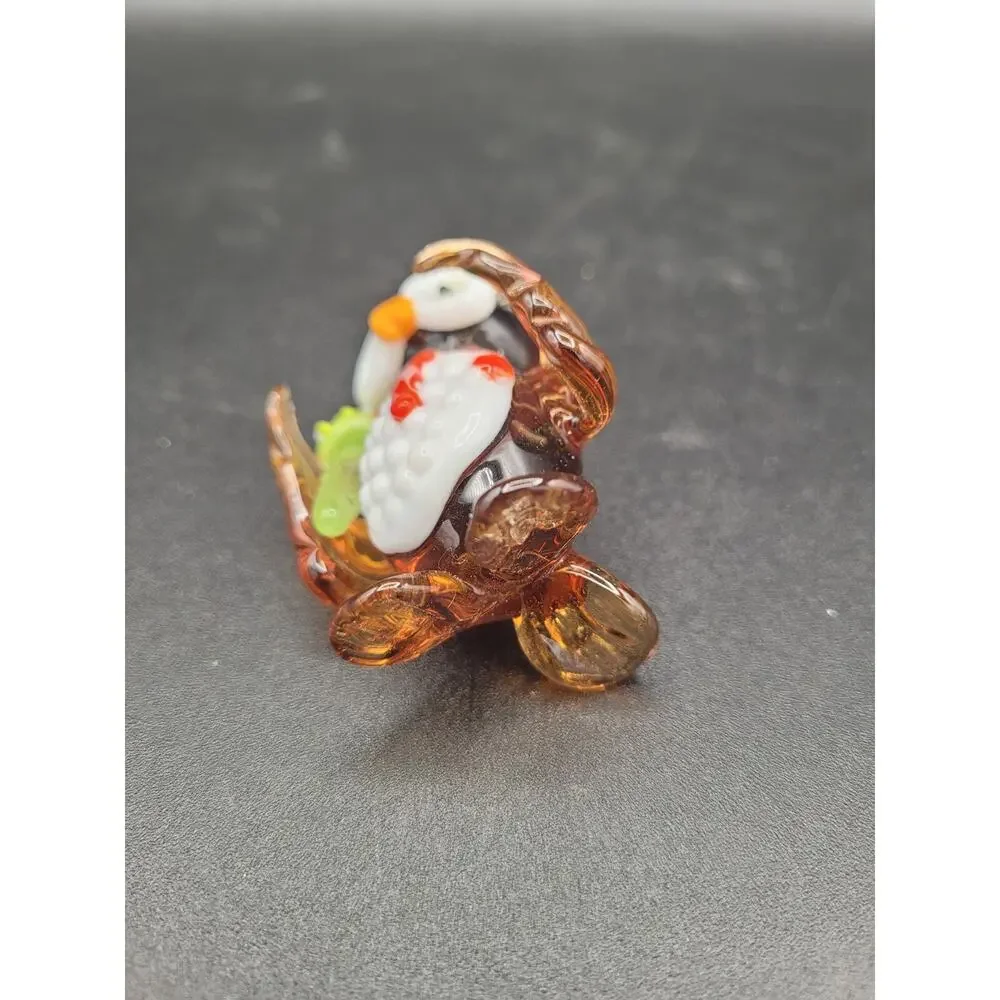 Pier 1 Glass Owl Christmas Figurine wearing Hat Scarf with Christmas Tree 2”